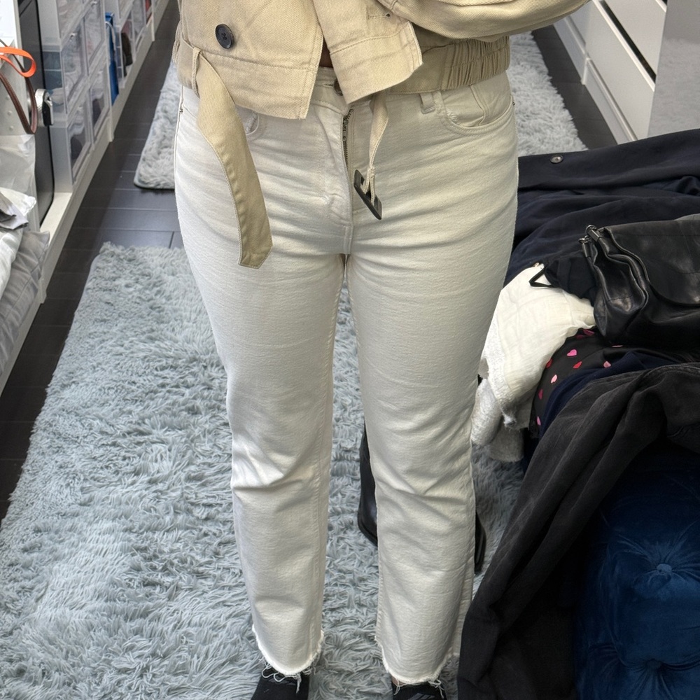Stylish Cream Pants Jeans Zara